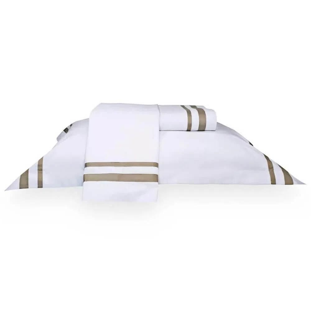 Jogo De Cama Casal Davos - Marken Fassi Branco / Bege