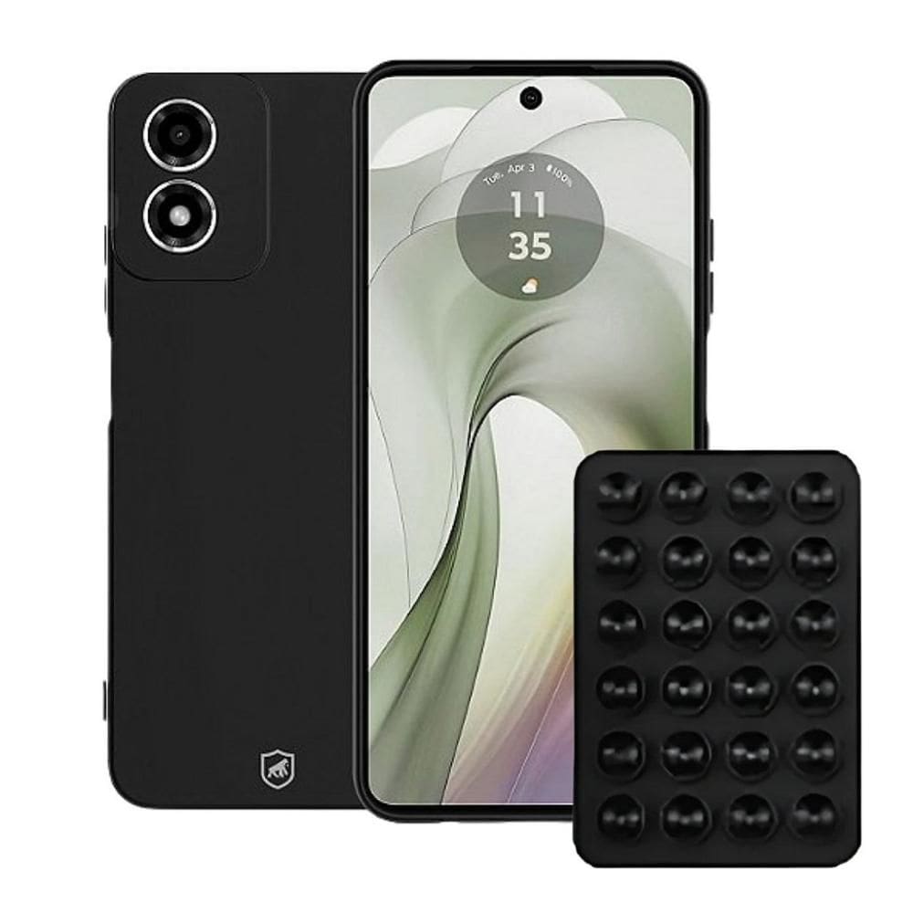 Kit Capa Silicon Veloz para Motorola Moto E14 Ventosa Preta