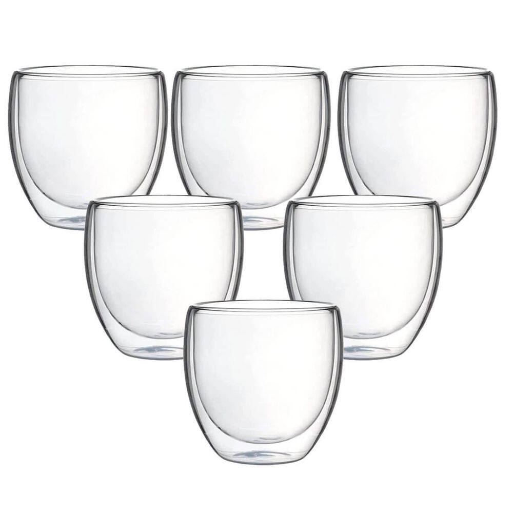 Copo Parede Dupla De Vidro Café 140Ml 6 Peças