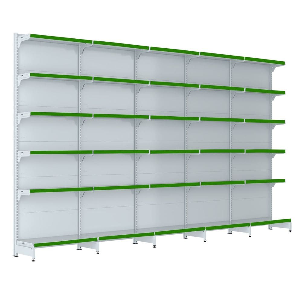 Gondola Parede 202 Fit Farmacia Ate 5 Metros Branco Pe Verde