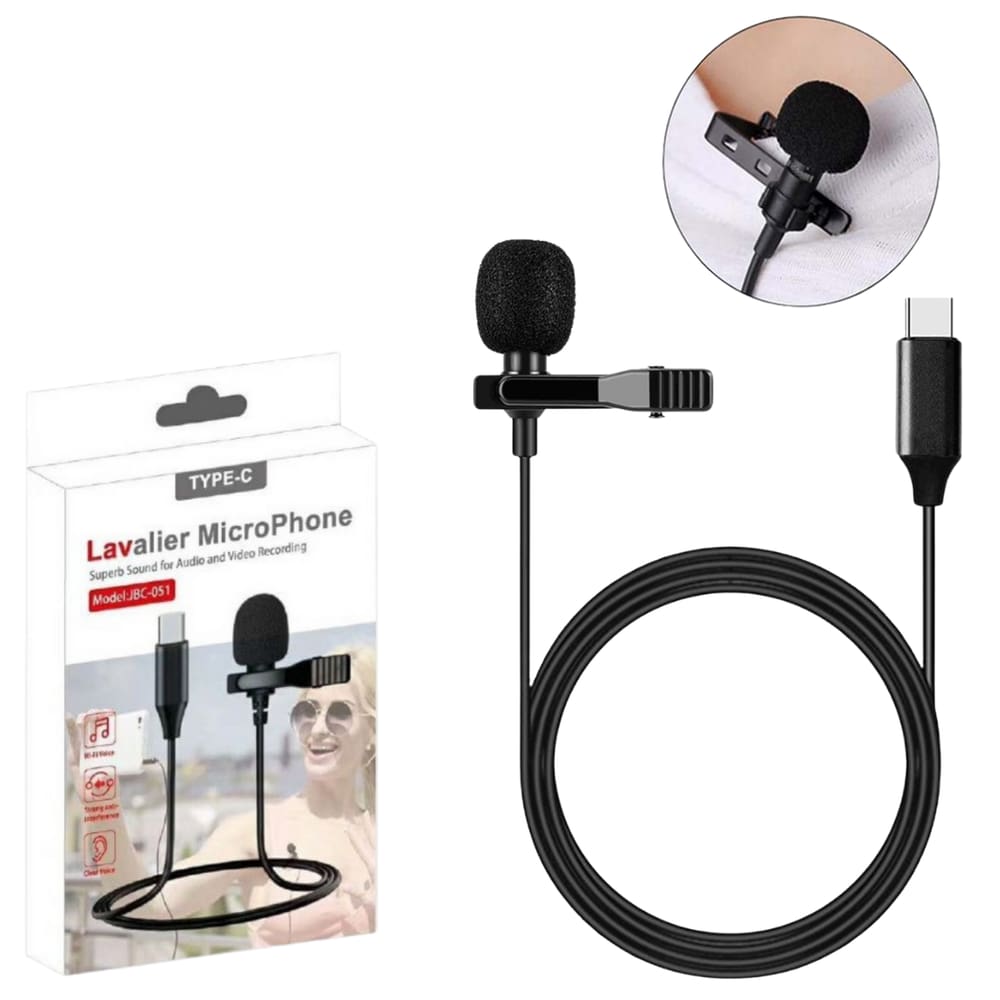 Microfone De Lapela Profissional Usb Tipo C Jbc-051