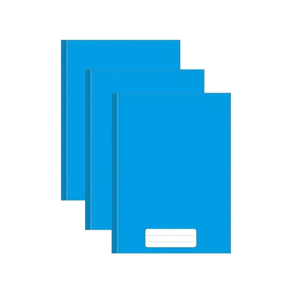 Caderno Brochurão Capa Dura Azul 20X27 96 Folhas Kit 3Un