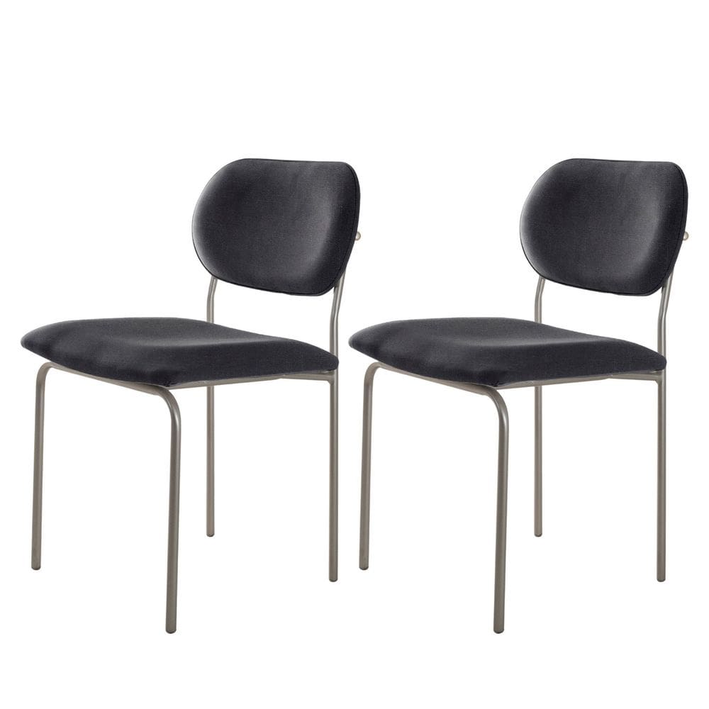 Conjunto com 2 Cadeiras em Metal Bless Preto / Prata