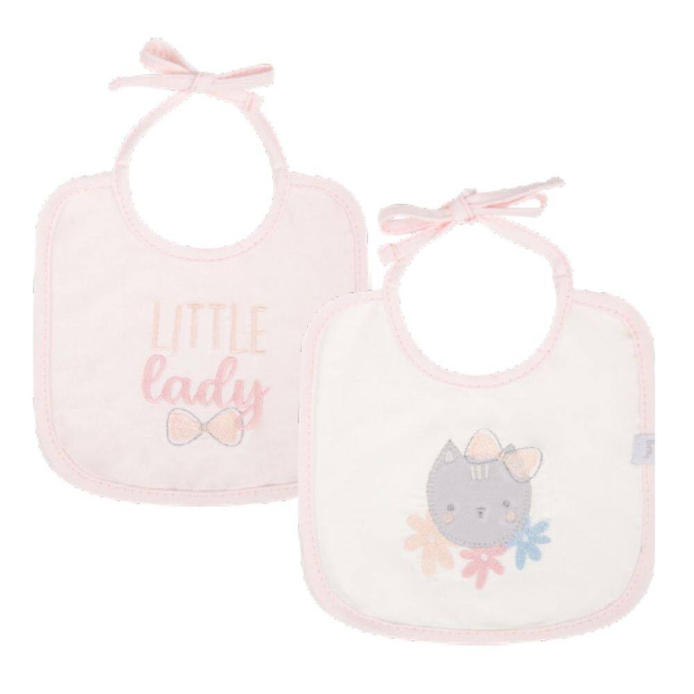 Kit Babadores Bebê 2 Pçs Gatinha / Little Lady Rosa Menina - Hug