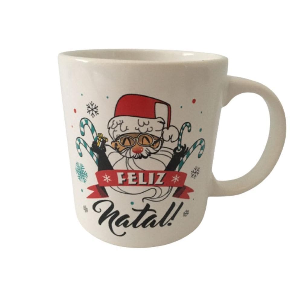 Caneca Em Cerâmica Branca Feliz Natal 340Ml