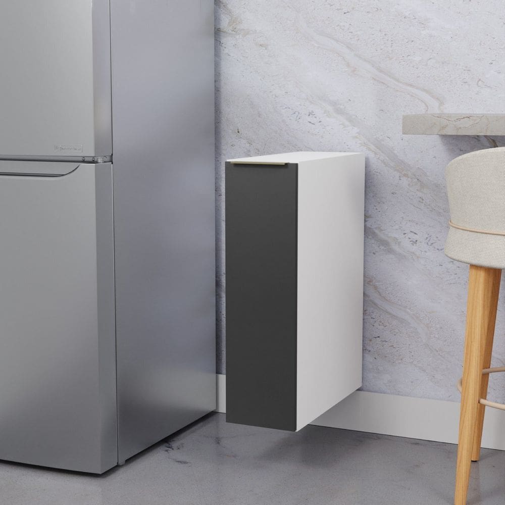 Balcão Suspenso Porta Tempero 20cm sem Tampo Ipanema Cabecasa Madeiramadeira Grafite Trama/Branco