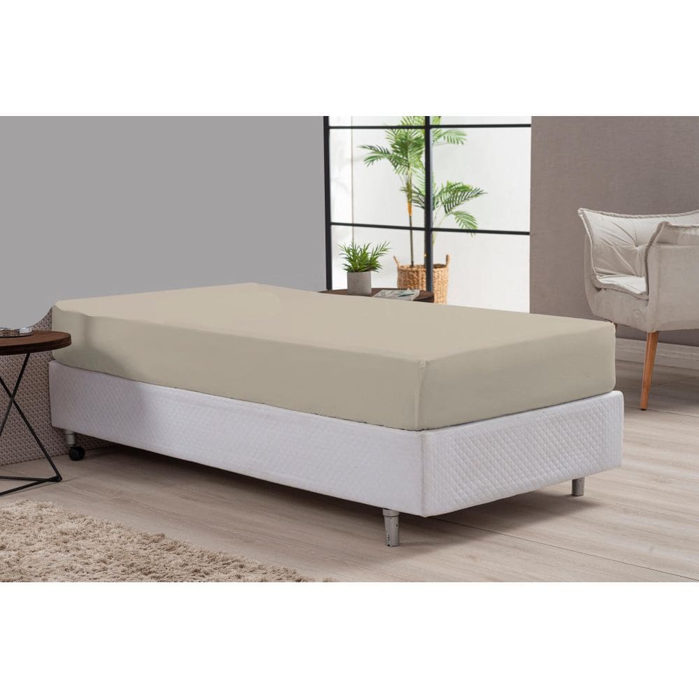 Lençol Percal 180 Fios Avelã 80% Algodão Solteiro