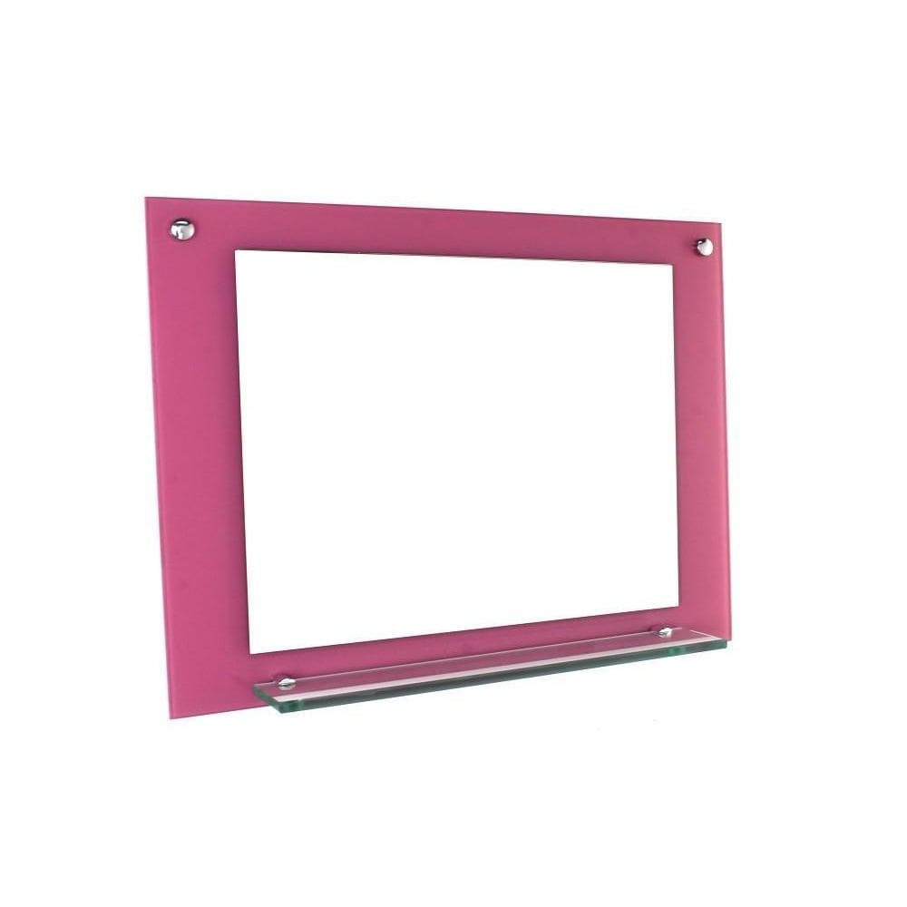 Espelho Para Banheiro Com Prateleira 80Cm Rosa