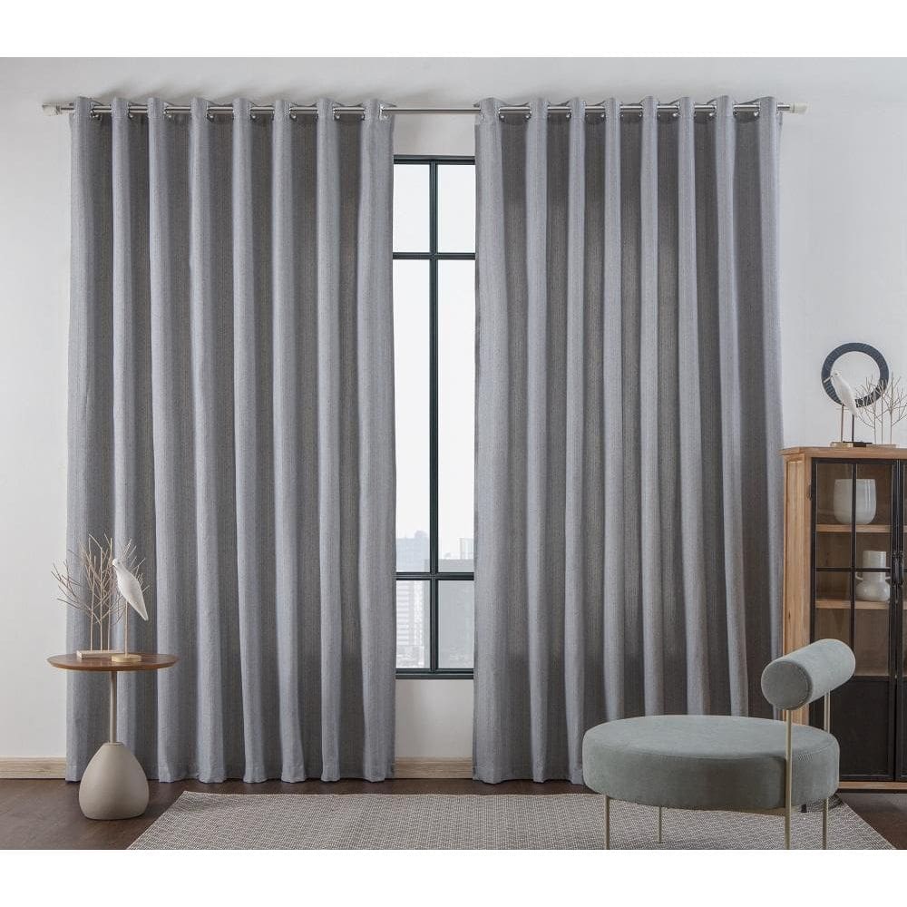 Cortina Para Sala Quarto Madras 5,00X2,80 Ilhos Cinza Escuro
