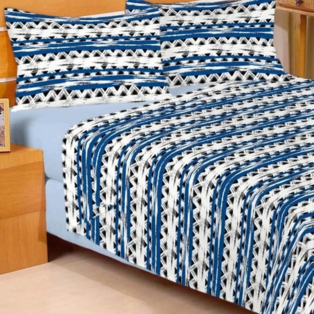 Jogo De Cama Casal Duplo Encanto Geométrico Azul