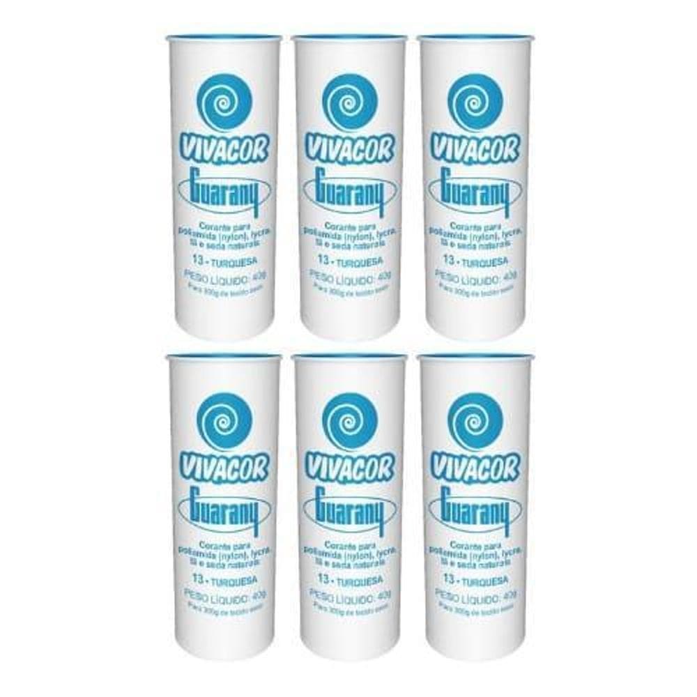 Tinta Tecido Corante Roupas Vivacor Guarany 6U Azul Turquesa