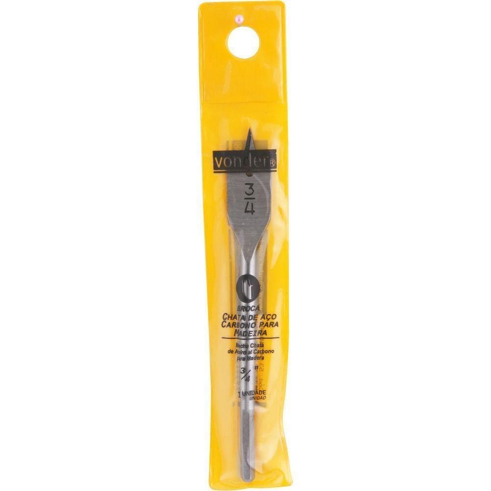 Broca Chata Aço Carbono 7-16x6” Para Madeira - Vonder