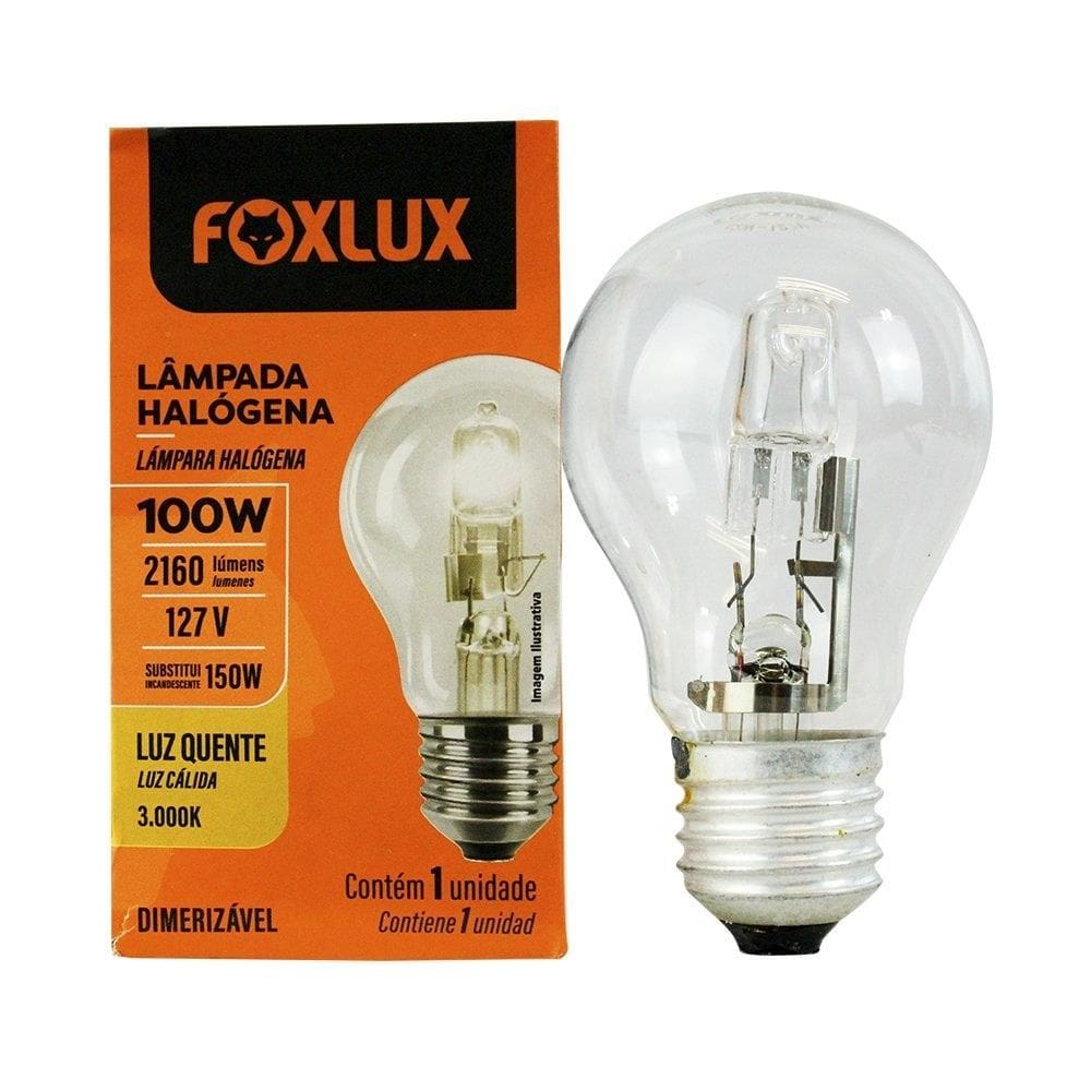 Lâmpada Halógena Foxlux Clássica 127V 100w E27 - Embalagem com 10 Unidades