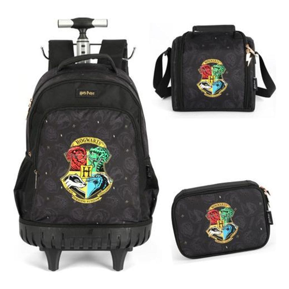 Kit Mochila Carrinho Lancheira Estojo  Harry Potter
