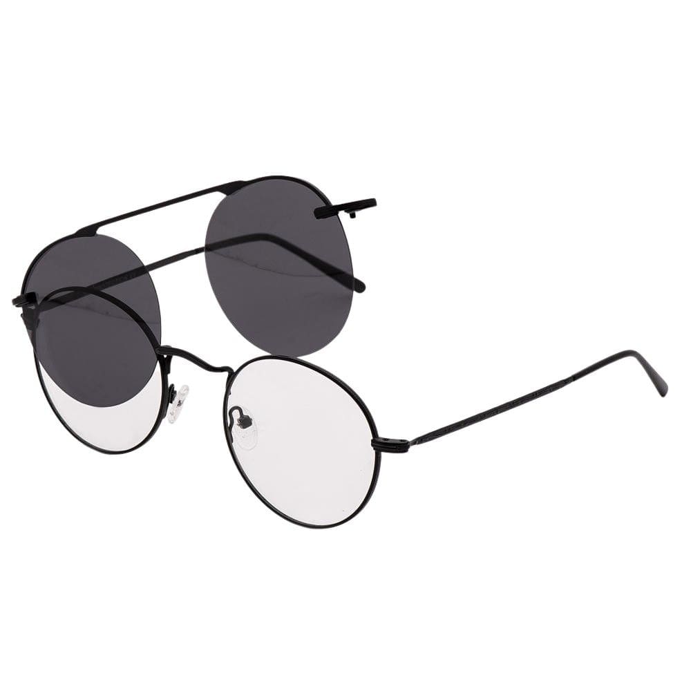 Armação Óculos Clipon 2 Em 1 Grau Redondo Cuba Preto