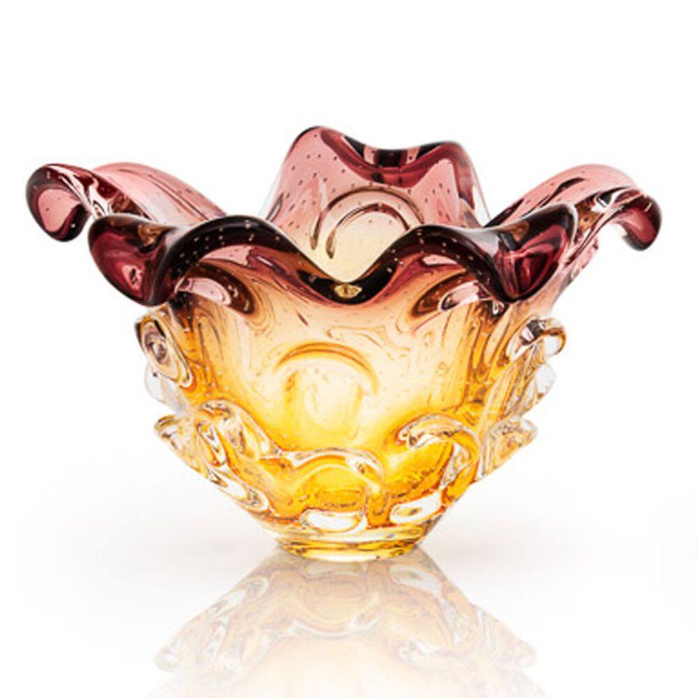 Vaso Em Cristal Murano Lilás E Âmbar São Marcos