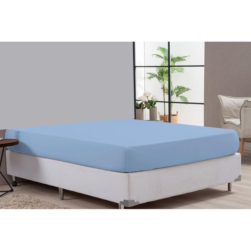 Lençol Casal Padrão Sem Fronhas Azul De Algodão