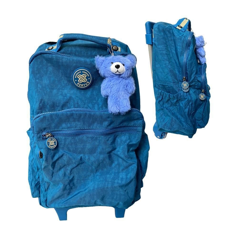 Mochila Rodinhas Trendy Azul Com Urso Xeryus