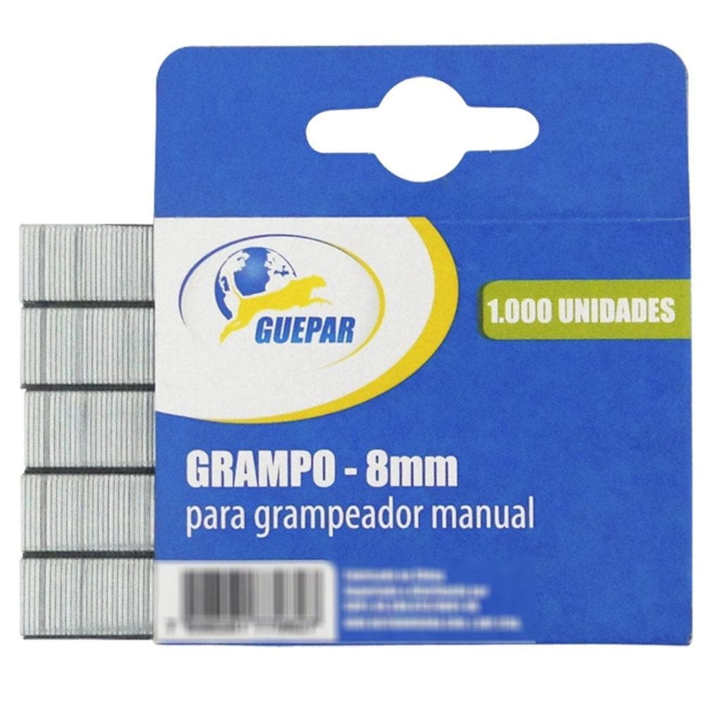 Grampo Reto 8Mm Para Grampeador Tapeceiro Caixa 1.000 Guepar