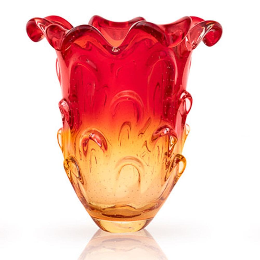 Vaso Em Cristal Murano Vermelho E Âmbar  São Marcos