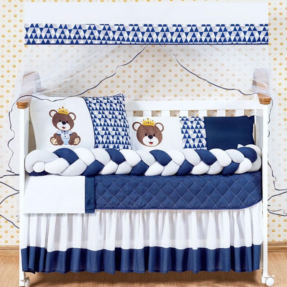 Kit Berço Ursinho 13 Peças 100% Algodão Zíper Lavável