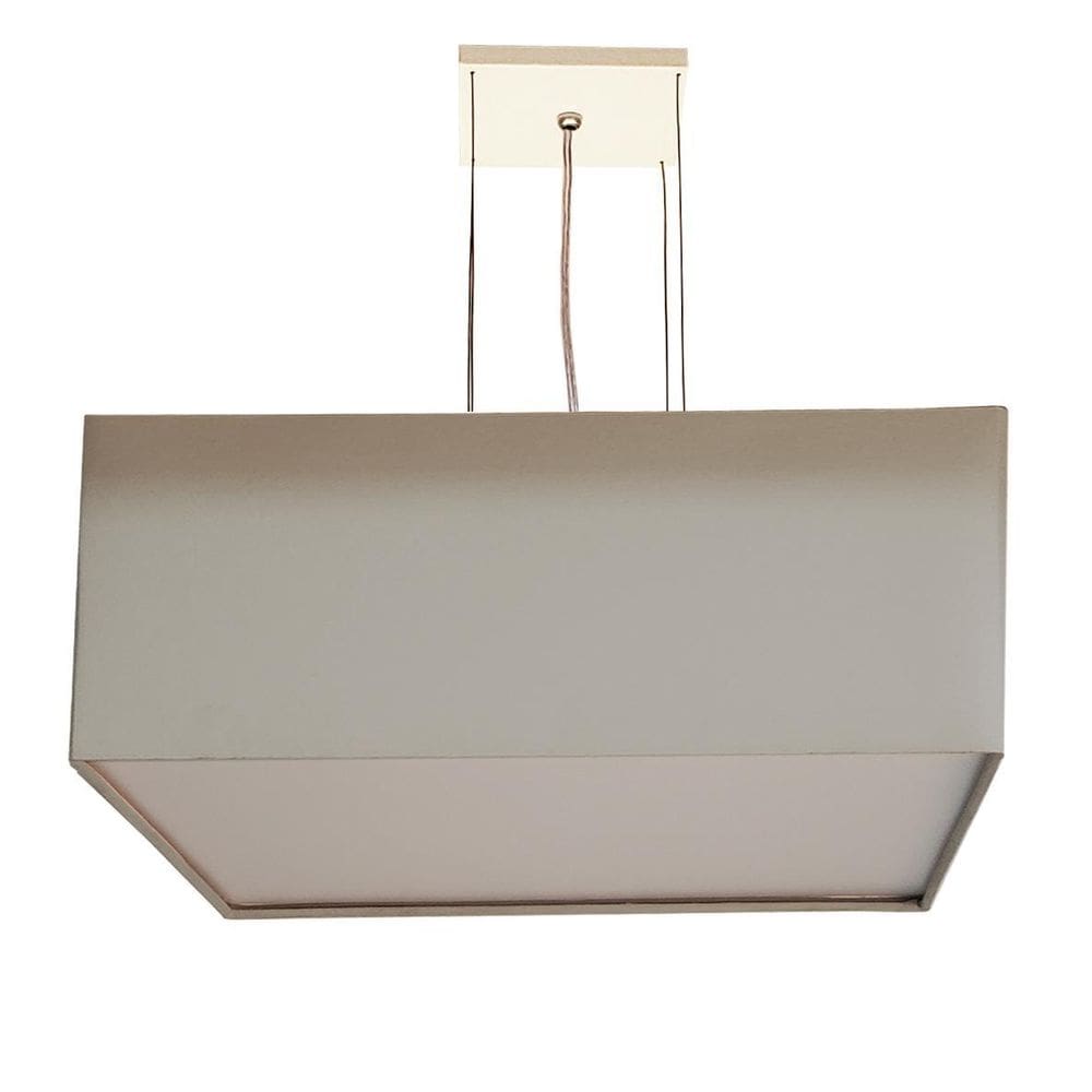 Lustre Pendente Quadrado Cúpula Em Tecido Cinza 40X40X15