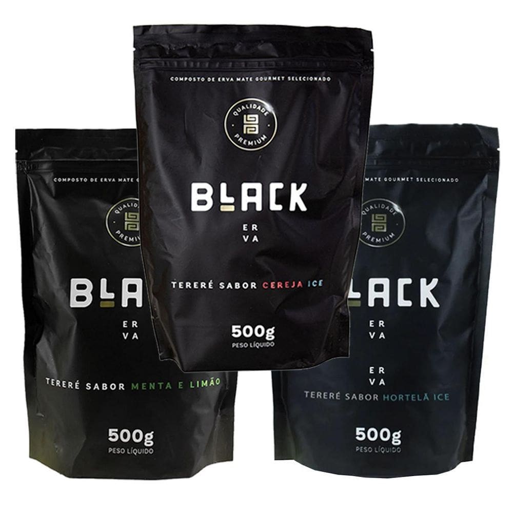 Kit 3X Erva Mate Tereré Black Erva 500G Sabores Ice