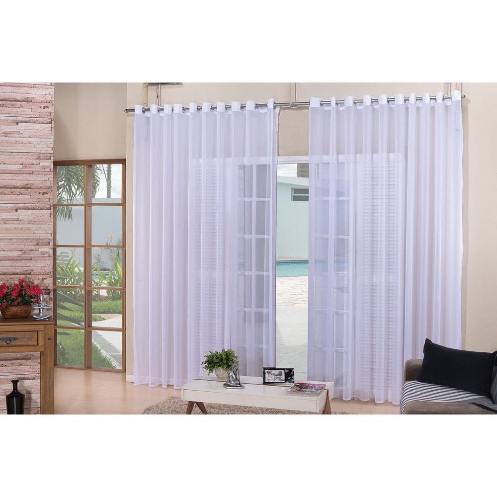 Cortina Voal Liso Sala Quarto Branca 3,00X2,50
