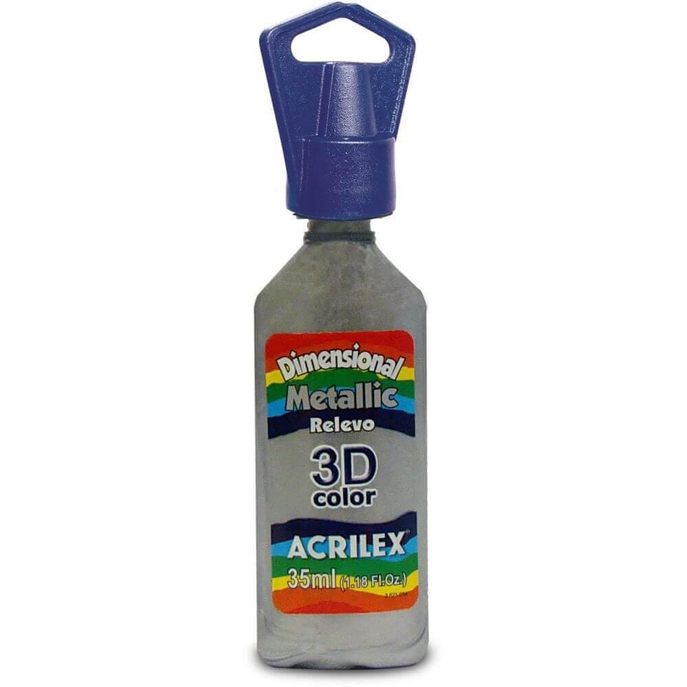 Tinta Dim Relevo 3D Metallic 12312 35Ml Prata 533 Acrilex