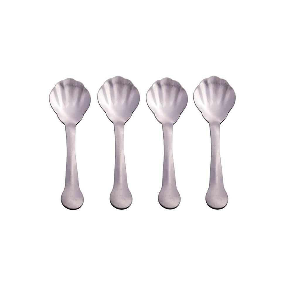 Colher de Café Chá 4 Peças Formato de Concha Inox 13cm