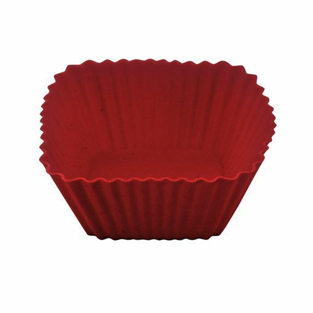 Forma Cupcake Quadrada Silicone Vermelha - 6 Peças 7x3x4,5cm
