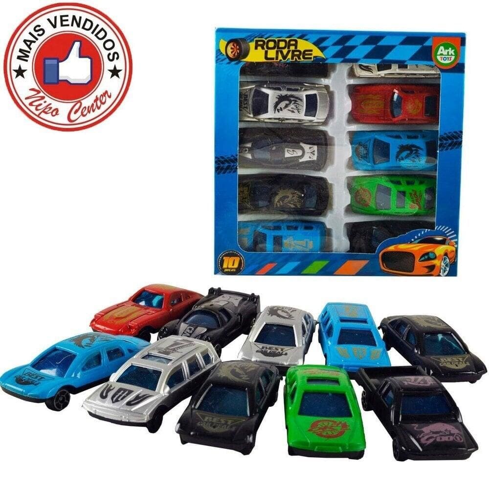 Carrinho de Corrida Roda Livre 10 Peças Color - Tudo em Caixa
