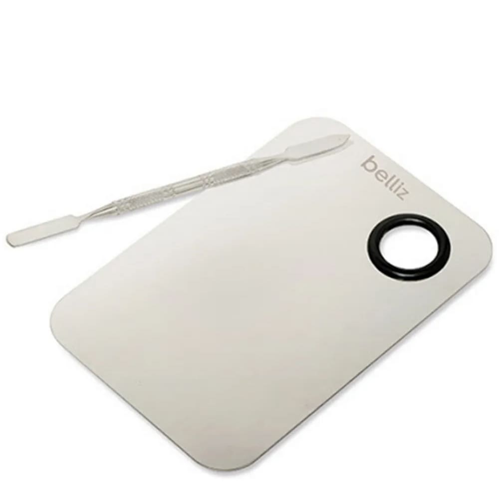 Paleta De Metal Para Mistura De Maquiagem Com Espátula Belliz