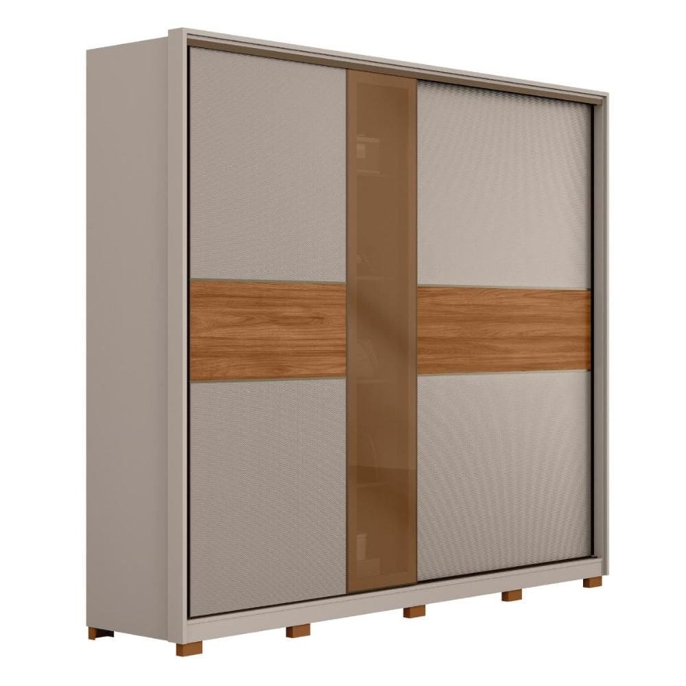 Guarda Roupa Casal Authentic 2 Portas Deslizantes com Vidro Reflecta e Pés - Demartêz