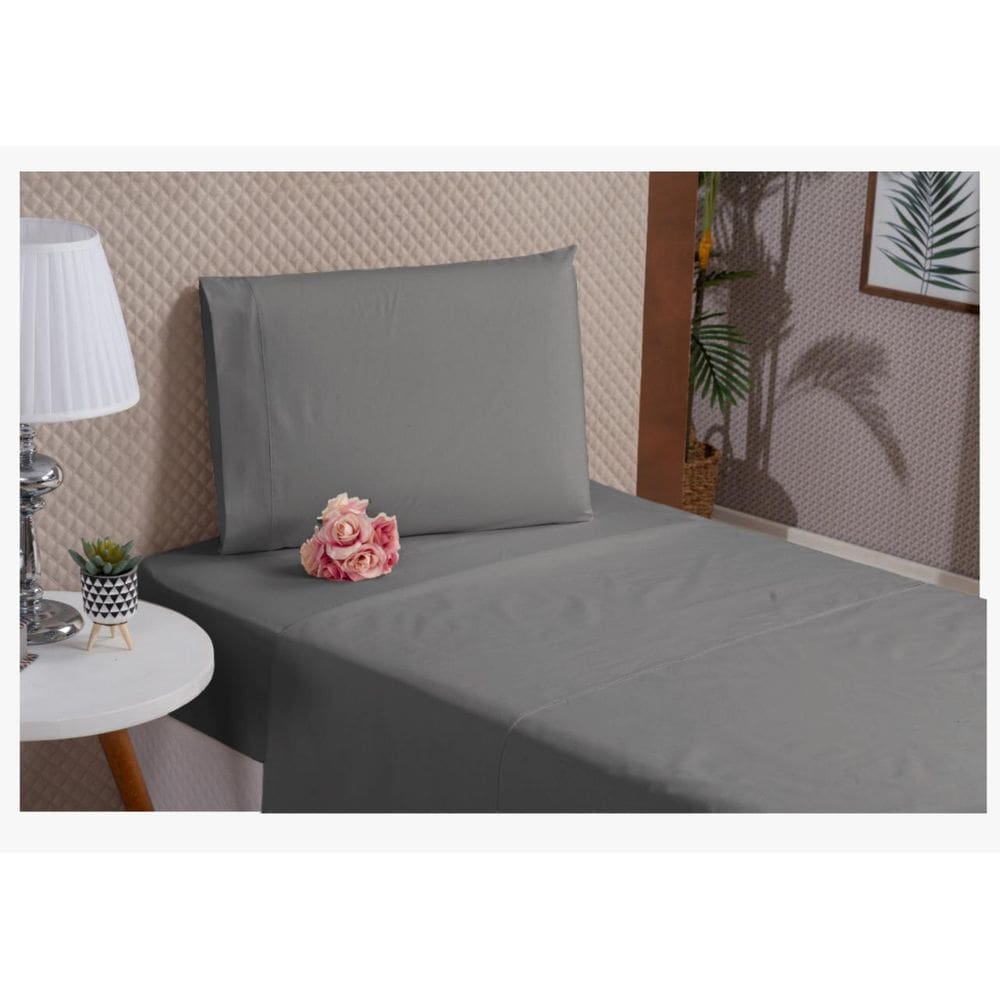 Jogo De Cama Com Lençol Para Cobrir Macio Solteiro Cinza