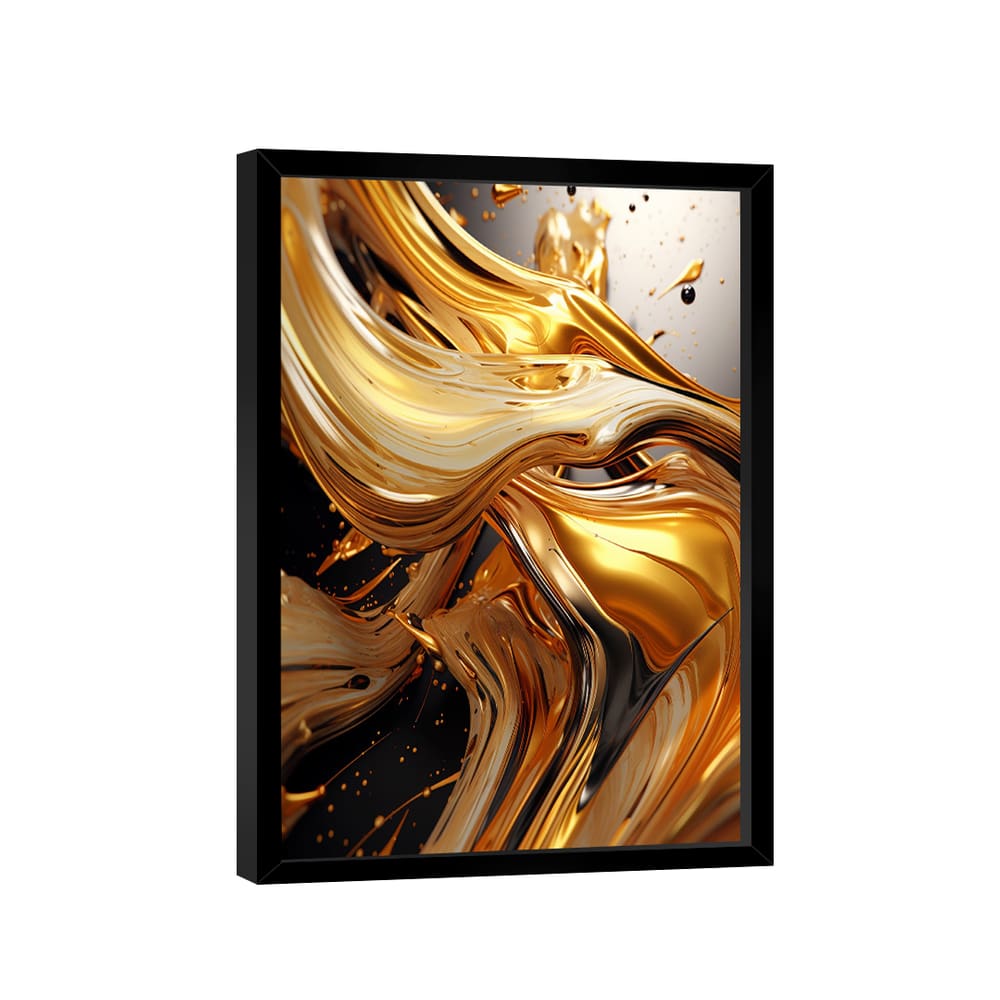 Quadro Decorativo Abstract Gold 3D
