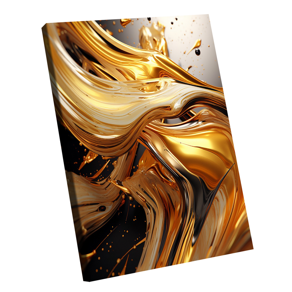 Quadro Decorativo Abstract Gold 3D