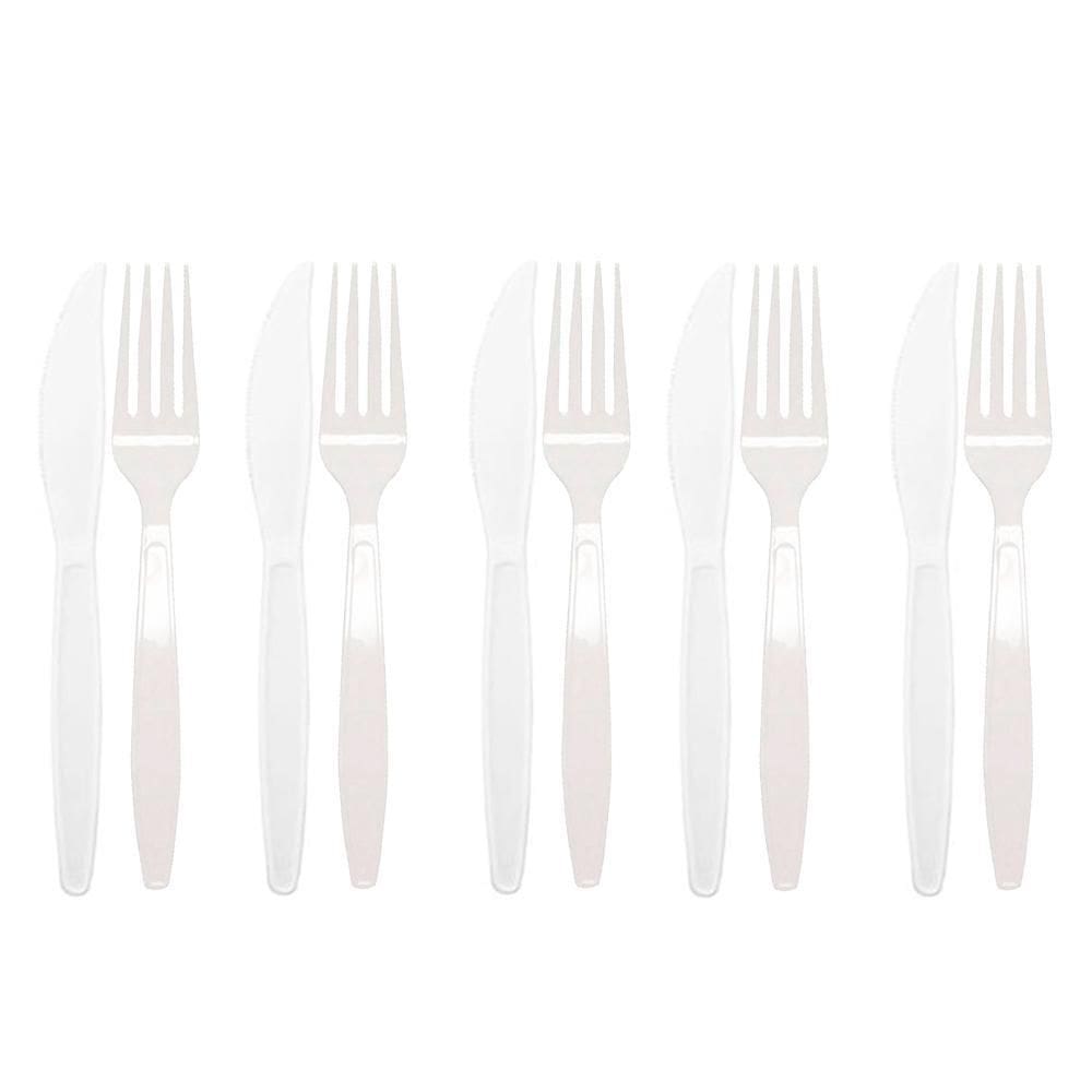 Garfo E Faca Biodegradável Para Refeição 50 Unidades Kit 5