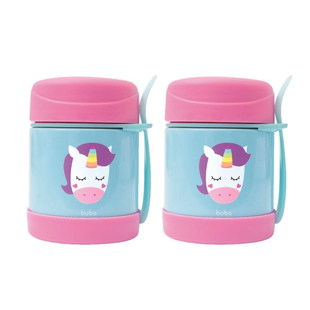 Kit 2 Potes Térmico Alimentação Comida Do Bebe Unicórnio