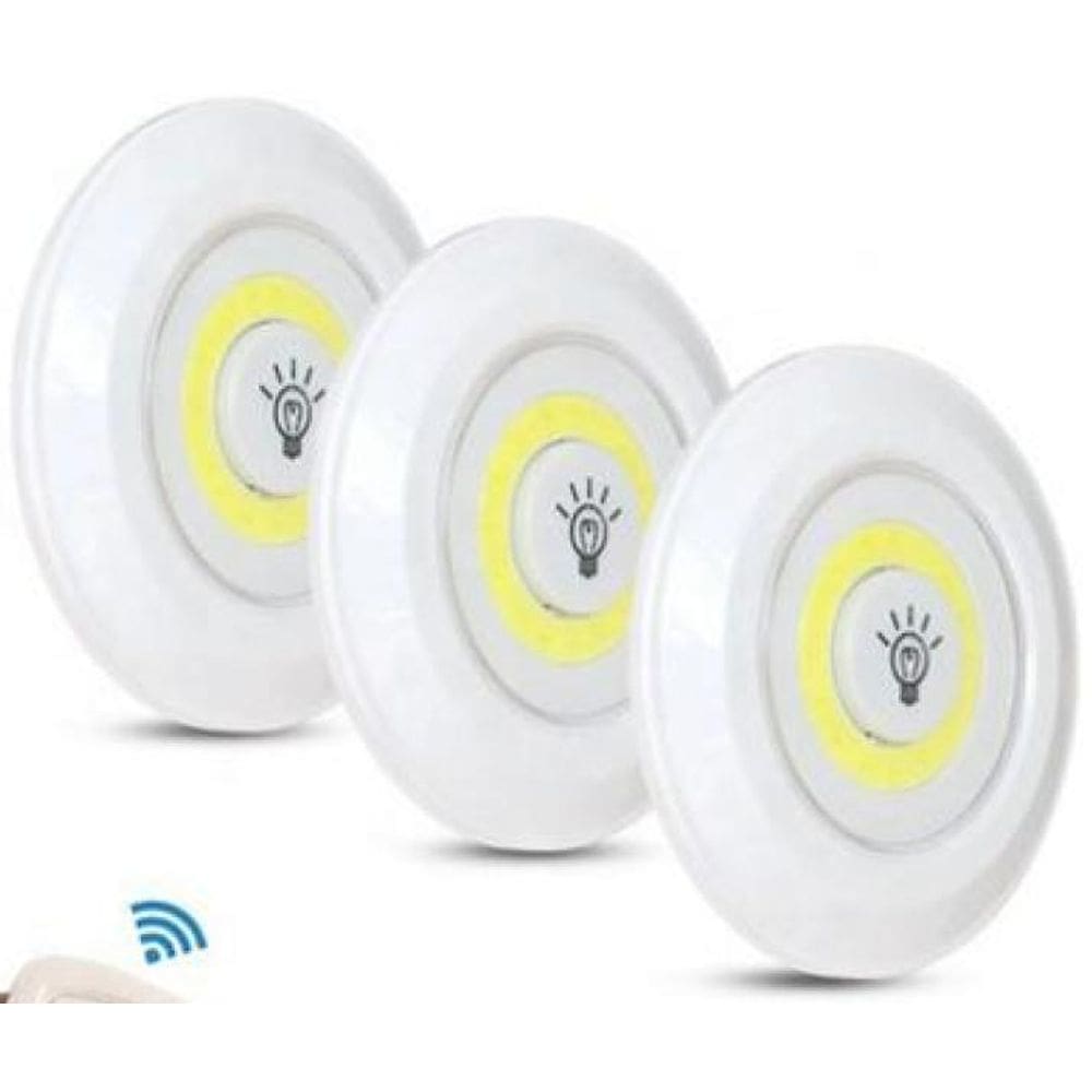 Kit 3 Lampada Luminaria Led Spot Sem Fio Controle Remoto Smd