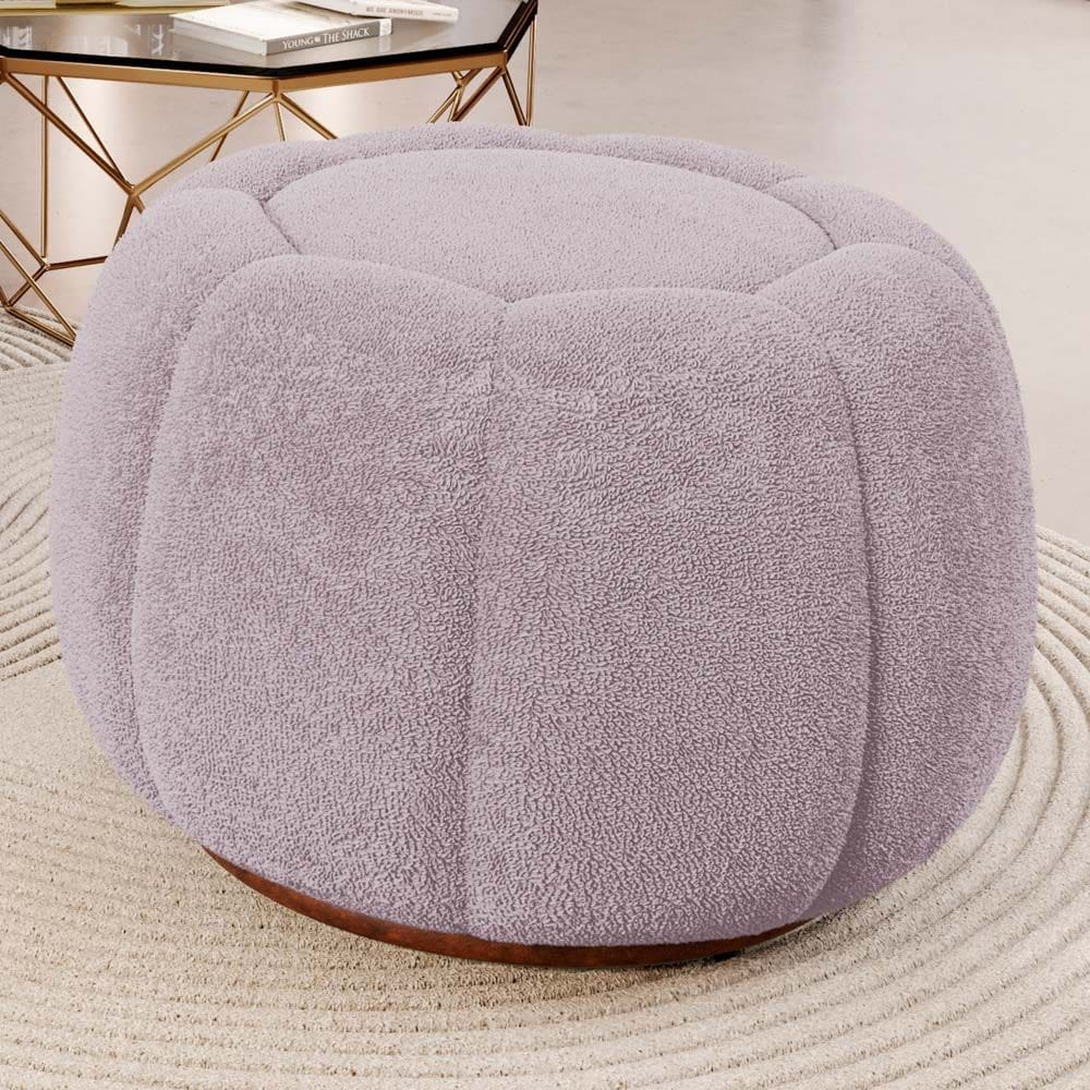 Puff Decorativo Estilo Abóbora Orgânico Shell Bouclê Rosé - Desk Design