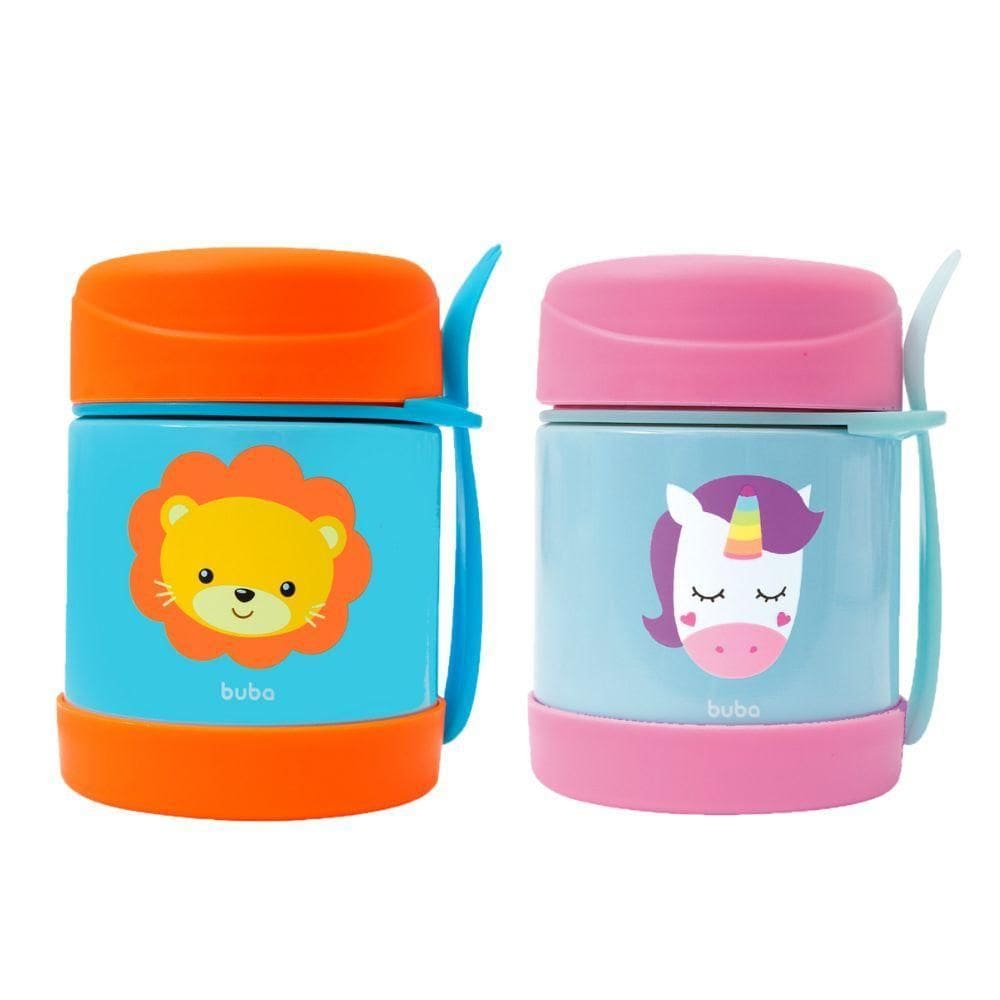 Kit 2 Potes Térmico Alimentação Comida Leão / Unicórnio