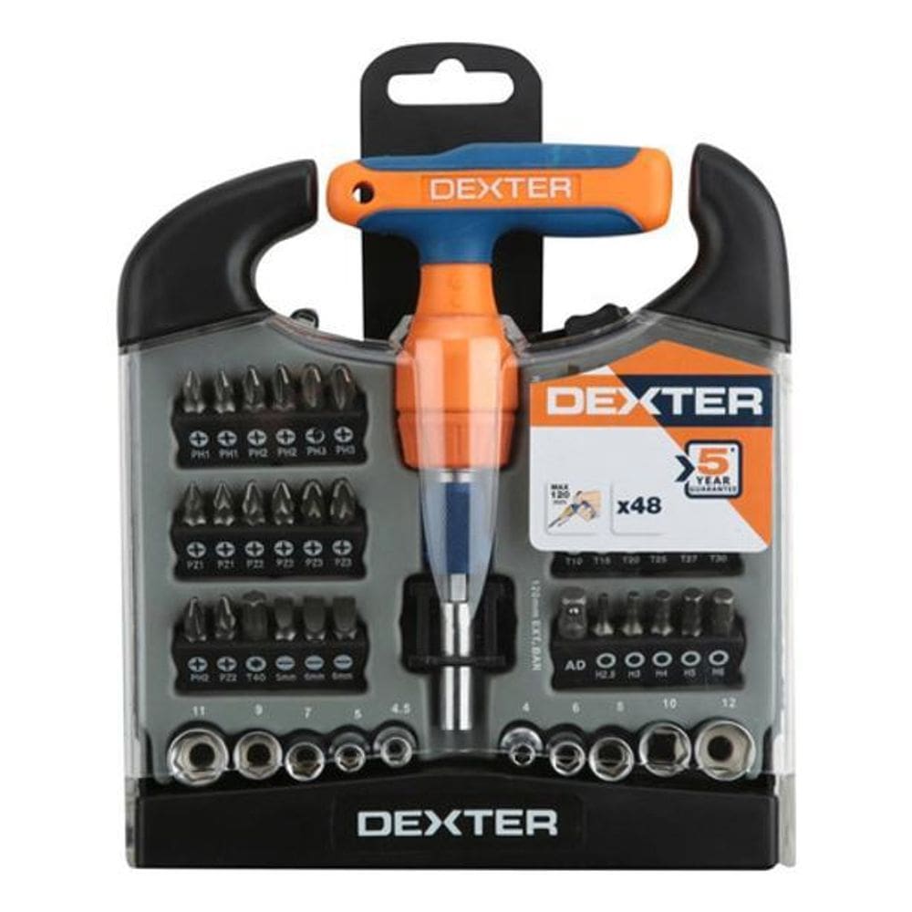 Kit De Ferramentas 48 Peças Dexter - Bits, Soquetes E Chaves