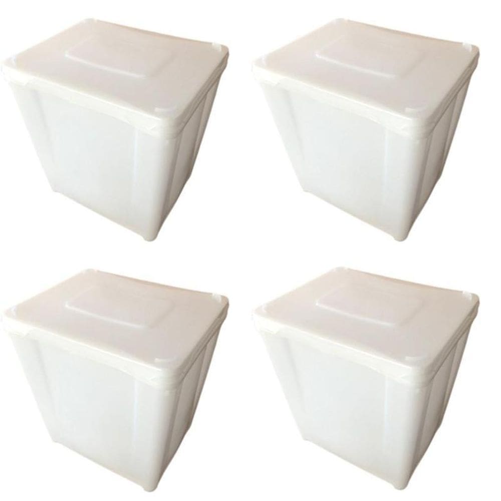 Pote Plastico Com Tampa De Plastico - Kit 04 Peças