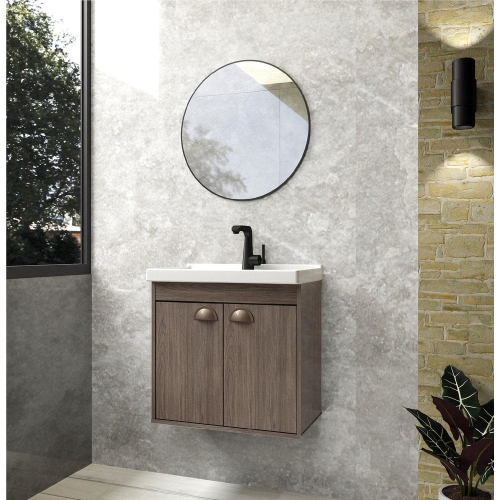 Gabinete Banheiro Em Mdf E Cuba - Siena Marrom 50Cm