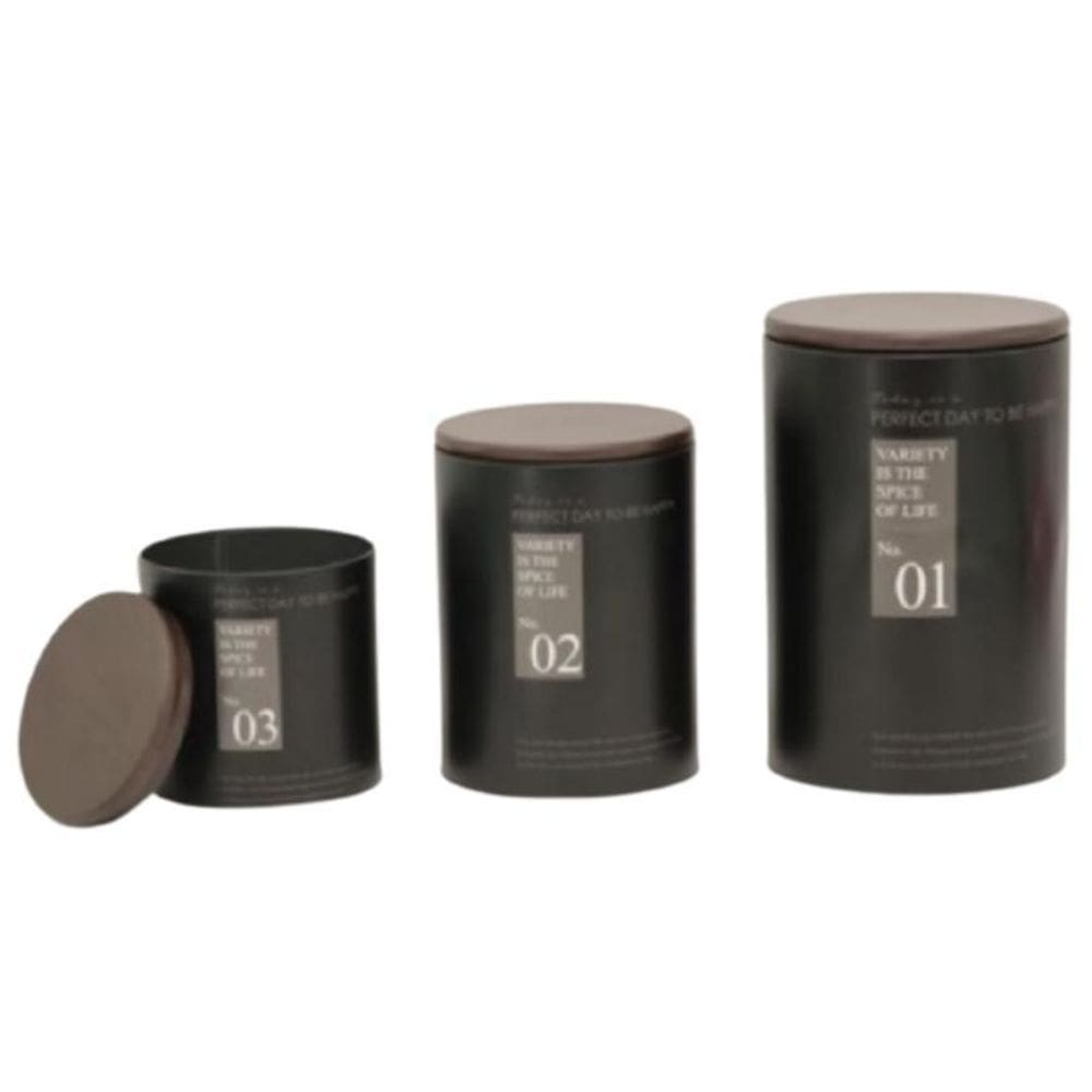 Jogo De Pote Metal Porta Mantimentos 3 Peças Wincy - Preto