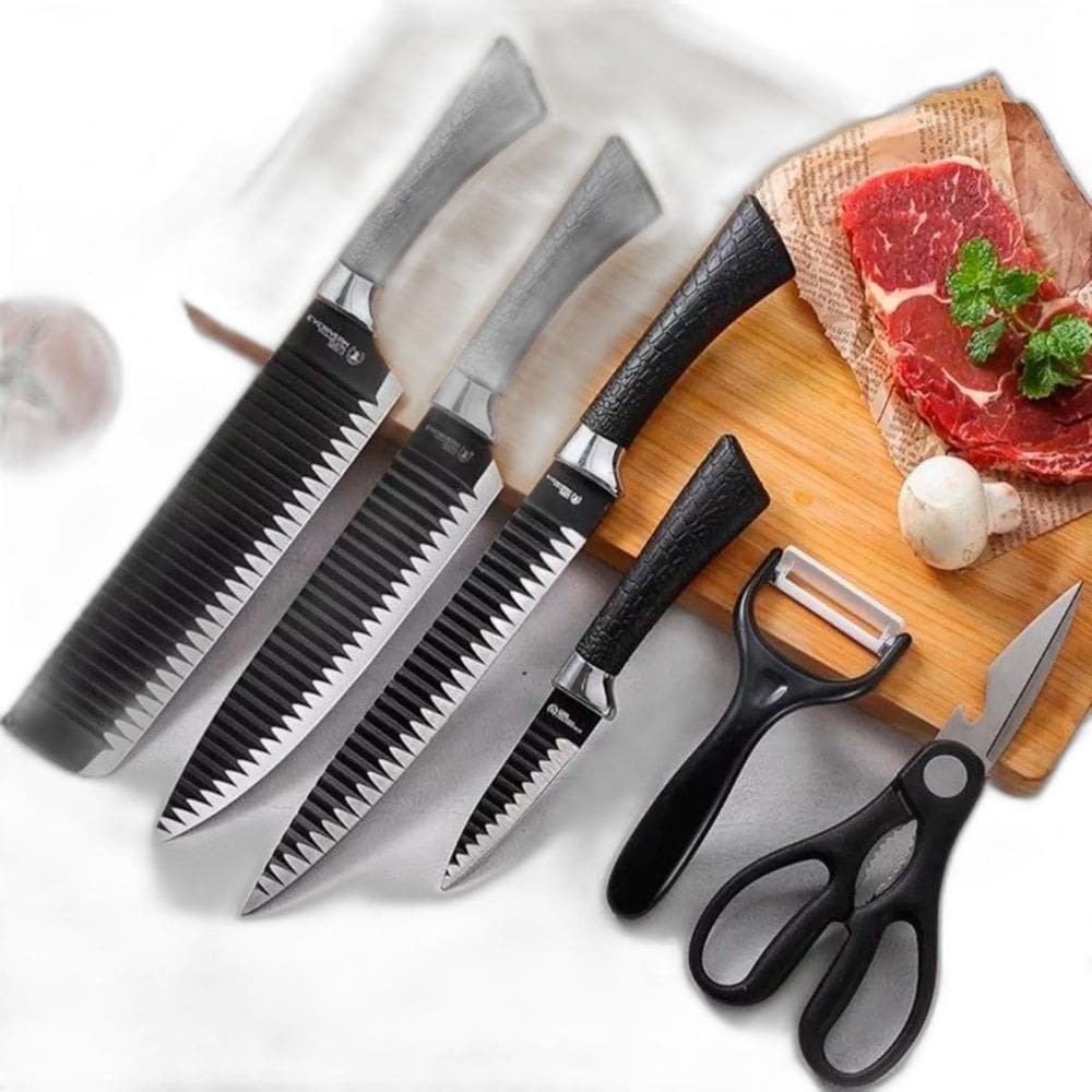 Kit Jogo De Facas Inox Corte Afiado Antiaderente Presente