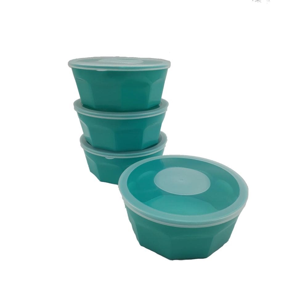 4 Potes Oitavados Com Tampa Marmita, Sobremesa 700 Ml Verde