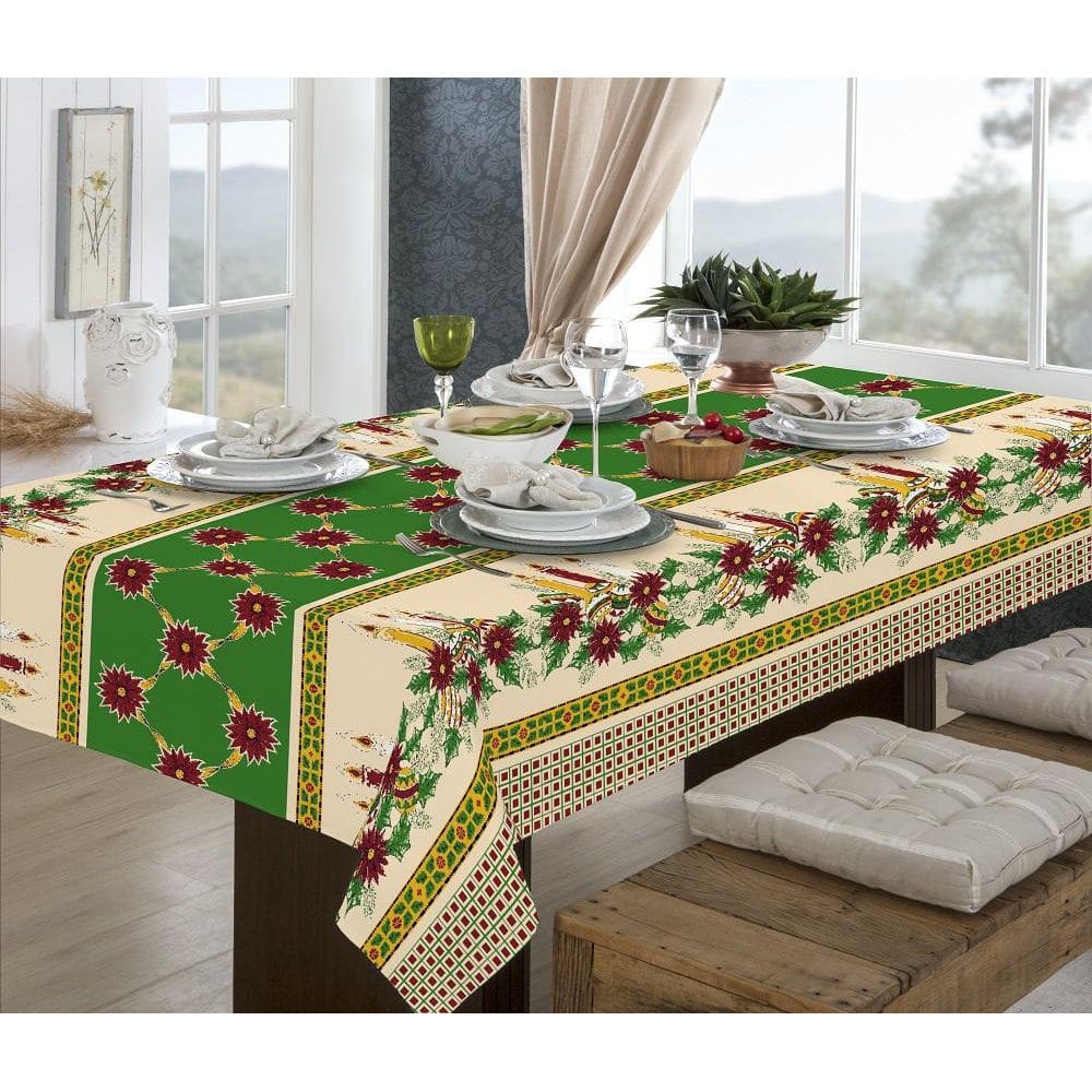 Toalha De Mesa Retangular 10 Pessoas Flores 3 M 54% Algodão