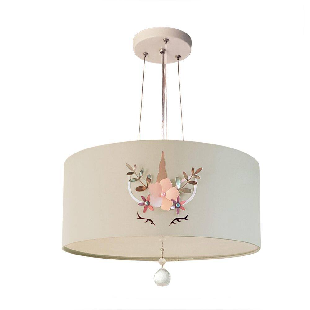 Luminária Pendente 30X15Cm C Cristal Modelo Unicórnio Cinza